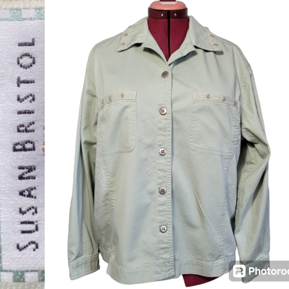 LG 100% Cotton Canvas Susan Bristol Floral Green Jacket